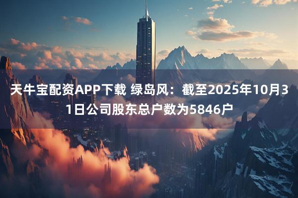 天牛宝配资APP下载 绿岛风：截至2025年10月31日公司股东总户数为5846户
